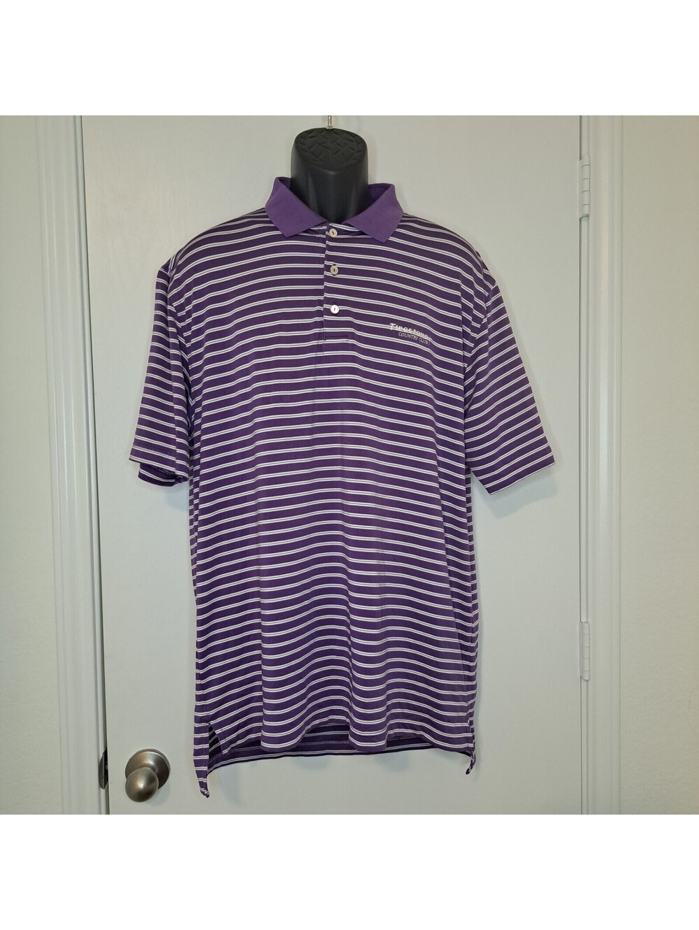Peter Millar Summer Comfort Firestone Country Club Purple Golf Polo Shirt Size L